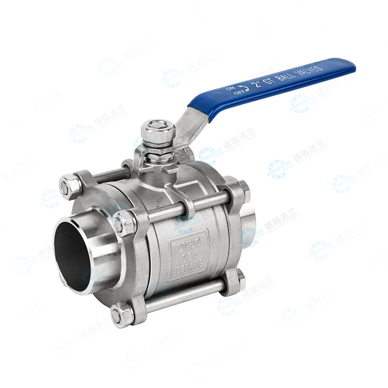 Three-piece welded ball valve